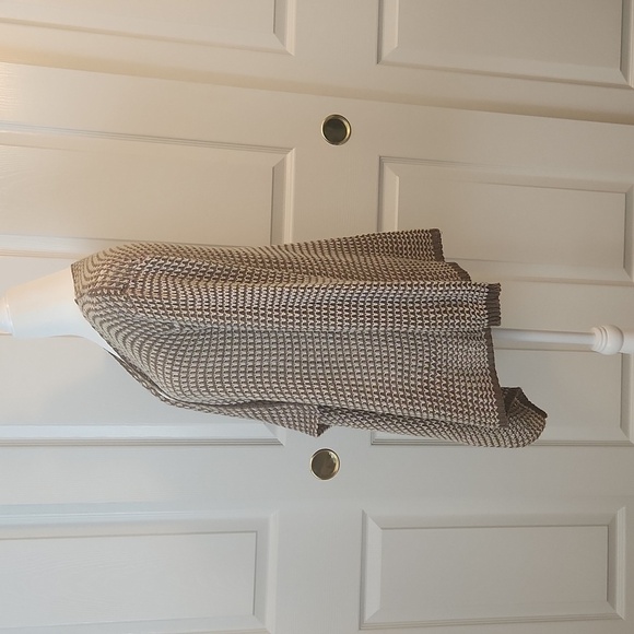 Waffle Knit Open Front Long Sleeve Tan And Cream Sweater S - Picture 5 of 11